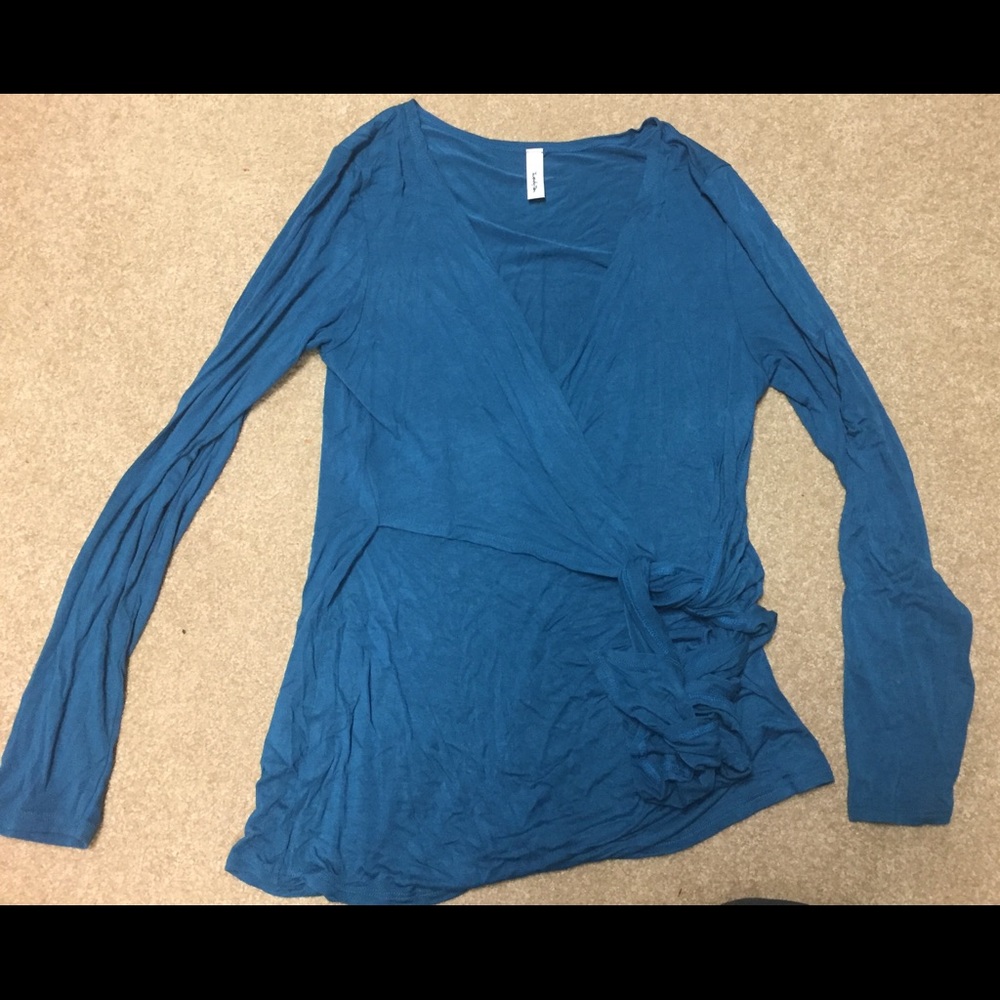 Teal Tie Wrap Front Top, Large